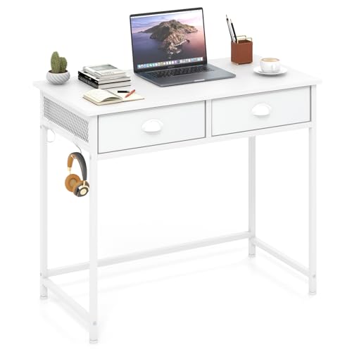 LIFEZEAL Schreibtisch mit Schubladen, Weißer Computertisch mit 4 S-Haken, Kleiner Tisch, Arbeitsplatz Bürotisch für Büro, Schlafzimmer, 90 x 45 x 75 cm LIFEZEAL Schreibtisch mit Schubladen, Weißer Computertisch mit 4 S-Haken, Kleiner Tisch, Arbeitsplatz Bürotisch für Büro, Schlafzimmer, 90 x 45 x 75 cm von LIFEZEAL