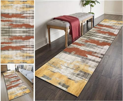 LIFFMallJC Modern Teppich Lang Flur Teppichmatten Kücheläufer rutschfest Teppichläufer Waschbar Kurzflor Polyester Korridor Schlafzimmer, Anpassbar Breite 40-120cm von LIFFMallJC