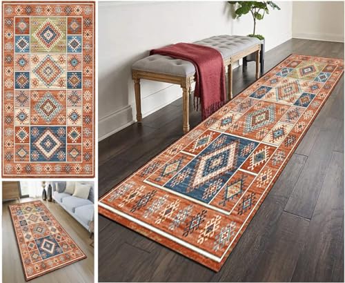 Teppich Läufer Flur Lang rutschfest Kücheteppich Waschbar Meterware Teppichmatten Waschbar Korridor Wohnzimmer Schlafzimmer 40-120cm Breit, Anpassbare Größe von LIFFMallJC