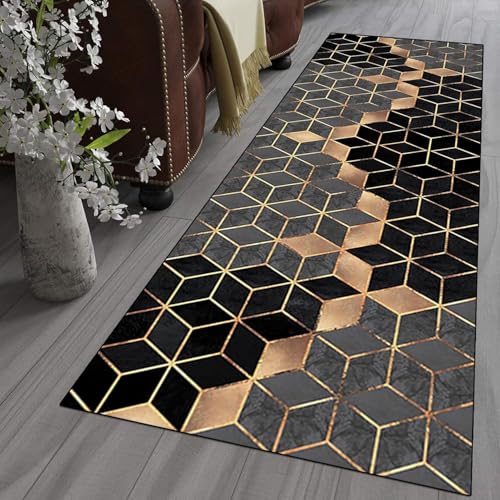 Teppich Läufer Flur Lang Flurläufe 80×100cm, Küchenläufer Flurläufer Lang Polyester Teppichläufer, für Korridor Schlafzimmer Innen Wohnzimmer, rutschfeste Rückseite von LIFFMallJC