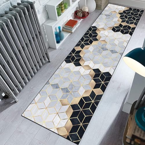 Teppich Läufer Flur Lang Flurläufe 80×300cm, Küchenläufer Flurläufer Lang Polyester Teppichläufer, für Korridor Schlafzimmer Innen Wohnzimmer, rutschfeste Rückseite von LIFFMallJC