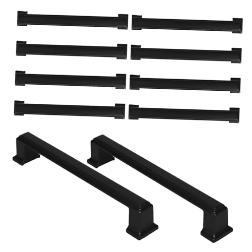 LIFKICH 10 Stück Teiliges Schwarze Aluminiumschrankgriffe Retro Vintage Möbelgriffe aus Massivem Aluminium für Küchenschränke Kommoden und Kleiderschränke mit Robustem Griff und Einfacher von LIFKICH