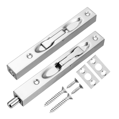 LIFKICH 2 Sätze Edelstahl Verdeckter Türriegel für Doppeltür Bündiger Schiebeschloss Bolzenriegel Robust Unauffälliges Design Einfache Montage Geeignet für Holz und Schiebetüren von LIFKICH