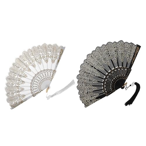 LIFKICH 2 Stück Chinesischer Handfächer Faltbarer Vintage Handventilator mit Stickerei und Quaste Tragbarer Fächer für Aufführung Party Cosplay und Sommerkühlung LIFKICH 2 Stück Chinesischer Handfächer Faltbarer Vintage Handventilator mit Stickerei und Quaste Tragbarer Fächer für Aufführung Party Cosplay und Sommerkühlung von LIFKICH