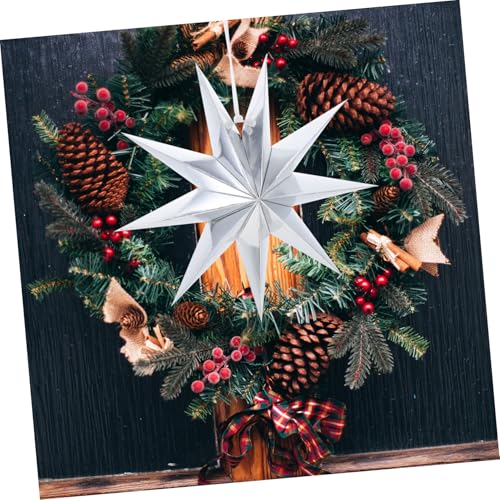 LIFKICH 2 Stück Origami Lampenschirme Neunzackiger Papierstern Silber Kreative Hängelampe für Weihnachtsdeko Partybeleuchtung Wohnzimmer Schlafzimmer von LIFKICH