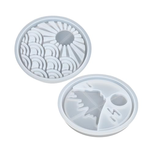 LIFKICH 2 Stück Silikon Untersetzer Form Flexibel Transparent DIY Epoxidharz Gießform für Individuelle Wasserbecher Pads Kreative Bastelideen von LIFKICH
