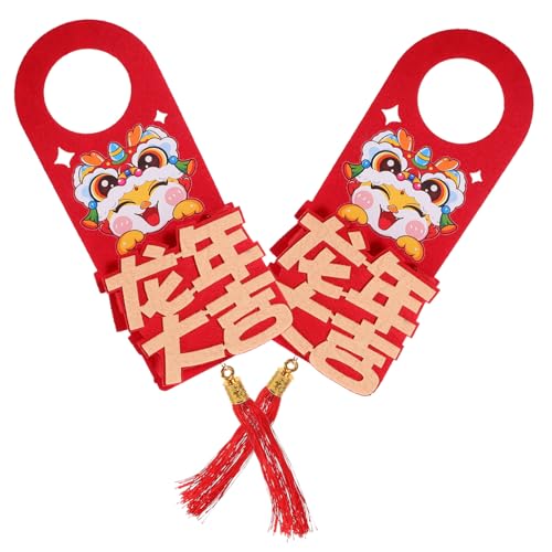 LIFKICH 2stücke Türknauf Ornament Jahr des Drachen Chinesische Neujahrs Dekoration Festliche Hängedeko Für Haustür Bürotür Wohnräume Strapazierfähiges Material Für Lunar Year von LIFKICH
