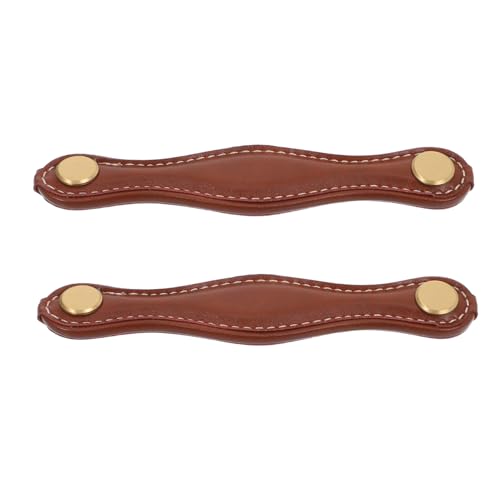 LIFKICH 2 Stück Vintage Schubladengriffe aus PU Leder Dekorative Tragegriffe für Koffer Kleiderschrank Robuste Langlebige Möbelfunktion für Industrielle und Minimalistische von LIFKICH