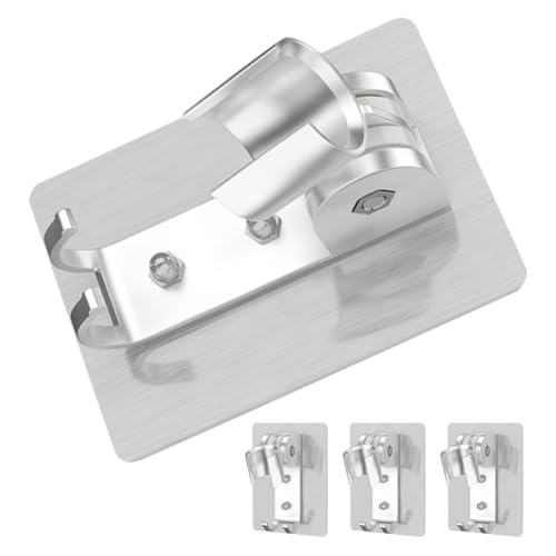 LIFKICH 4 Stück Verstellbarer Selbstklebender Duschkopfhalter Bohren Aluminium Wandhalterung für Handbrause Platzsparendes Design Einfach zu Montieren Passend für Verschiedene Duschköpfe von LIFKICH