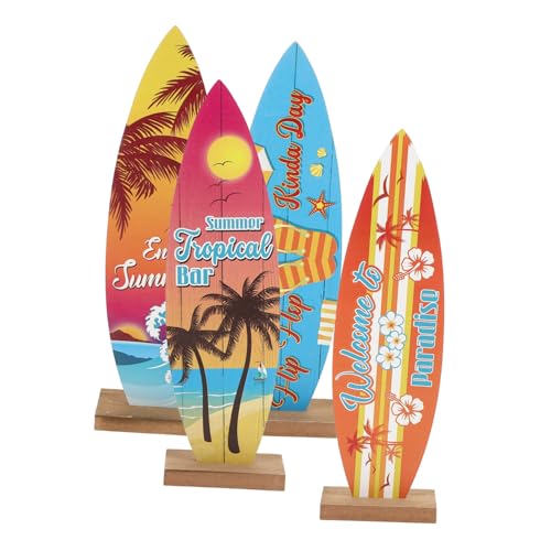 LIFKICH 4stücke Teiliges Surfbrett Holz Mediterrane Tischdeko Für Strandpartys Und Wohnaccessoires Stilvolle Holzornamente Für Bar Und Tischgestaltung von LIFKICH