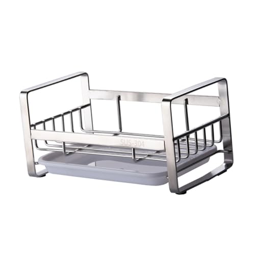 LIFKICH Edelstahl Spüle Organizer mit Abtropfschale Rostfreier Küchen Schwammhalter Platzsparender Aufbewahrungsständer für Waschbecken und Arbeitsplatte Modernes Zufällige von LIFKICH