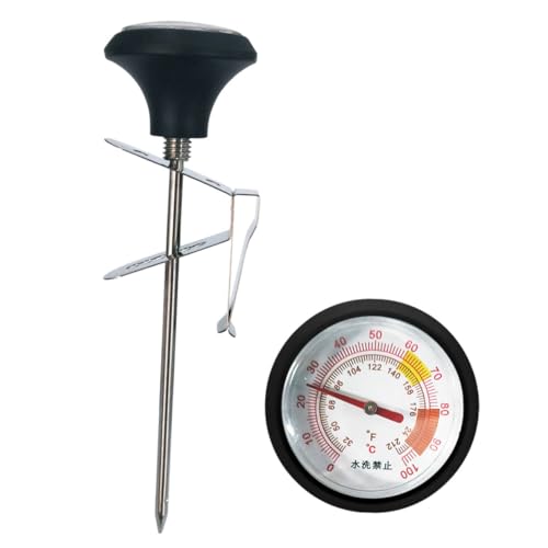 LIFKICH Edelstahl Thermometer mit Clip und Silikonschutz Multifunktionales Küchenthermometer für Milch Bbq Fleisch und Flüssigkeiten Praktisches Einstich und Fixiergerät für Präzise von LIFKICH