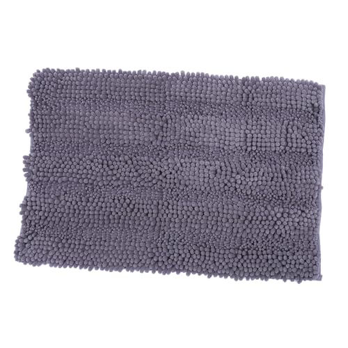 LIFKICH Extra Dicker Chenille Badezimmerteppich rutschfeste Badematte Saugfähiger Badvorleger für Badezimmer und Eingangsbereich Waschbar Dunkelgrau von LIFKICH