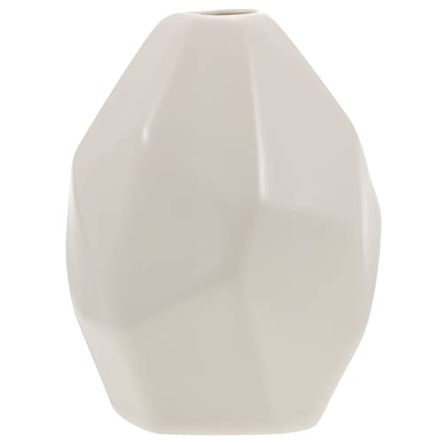 LIFKICH Moderne Keramikvase für Trockenblumen Mehrseitig Reine Weiße Desktop Dekoration Glatte Oberfläche Umweltfreundlich Langlebiger Blumentopf für Stilvolle Raumgestaltung von LIFKICH