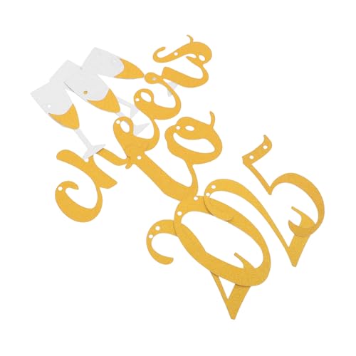 LIFKICH Neujahrsbanner Cheers to Goldener Party Dekobanner Glänzende Geruchlose Papierfahnen Wiederverwendbar Schnelle DIY Montage für Innen und Außenbereich Festliche Neujahrsdeko von LIFKICH