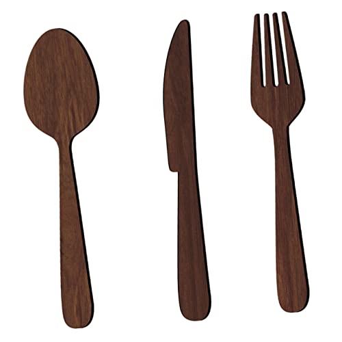 LIFKICH Rustikale Küchenwanddeko Holz besteck Schild aus Walnussholz Stilvolle Esszimmer Wanddekoration Langlebiges Holzschild für Küchen Restaurant Bar Warmes Flair Kreatives Design von LIFKICH