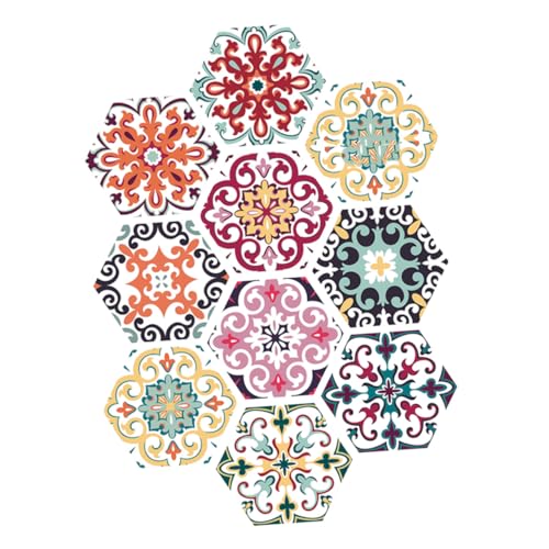 LIFKICH Selbstklebende Bodenfliesen Aufkleber PVC Wasserfest Rutschfest Parquet Blumenmuster für Bad Küche Wohnzimmer Dekor Rot Gelb von LIFKICH