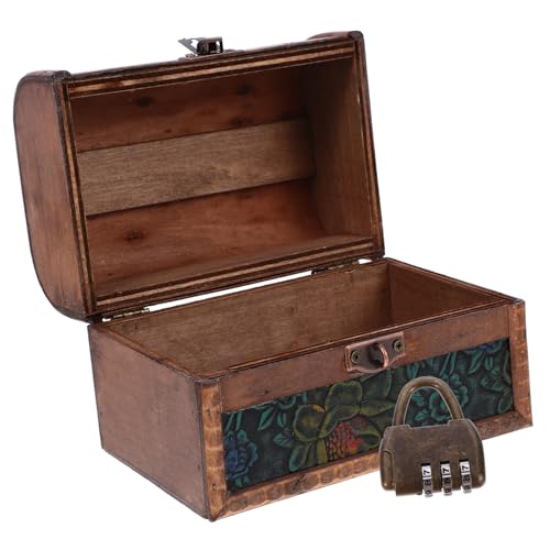LIFKICH Vintage Holz Schmuckbox mit Deckel Retro Aufbewahrungsbox für Ringe Ohrringe und Geschenkbox für Weihnachten Kompakte Schatztruhe für Schmuck und Andenken von LIFKICH