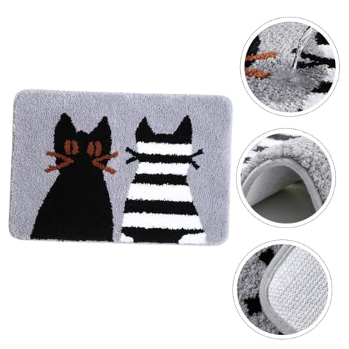 LIFKICH rutschfeste Badezimmermatte mit Katzenmuster Mikrofaser Badteppich Saugfähige Weiche Deko Matte für Bad Dusche Flur Graue Antirutsch Fußmatte LIFKICH rutschfeste Badezimmermatte mit Katzenmuster Mikrofaser Badteppich Saugfähige Weiche Deko Matte für Bad Dusche Flur Graue Antirutsch Fußmatte von LIFKICH