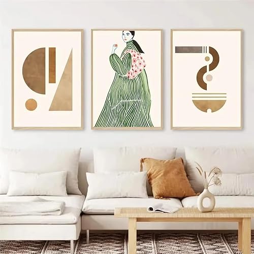 Abstrakte Linien, Blätter, Streifen, geometrisches Leinwandgemälde für Mädchen, Poster und Drucke, Heimdekoration, Wandkunst, Bilder, Raumdekoration (20 x 30 cm x 3 / ohne Rahmen) von LIFKNVN