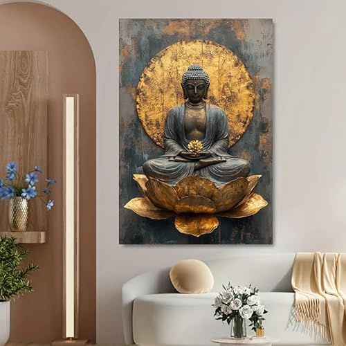 LIFKNVN Moderne Poster, Textur, abstrakte Buddha-Wandkunst, Bilder, Leinwandgemälde, für Dekor, Poster und Drucke, Wohnzimmer, Schlafzimmer (50 x 70 cm/ohne Rahmen) von LIFKNVN