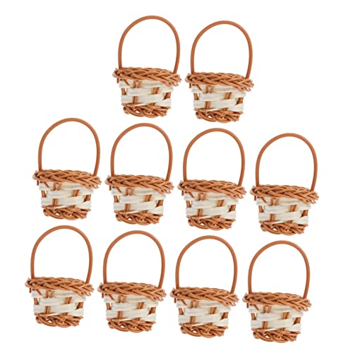 LIFKOME 10 Stück Handgefertigte Mini Flechtkörbe Set Tragbare DIY Aufbewahrungskörbe aus Rattan Naturfarbene Landhausstil Körbchen für Snacks Dekoration Haushalt und Partygebrauch von LIFKOME