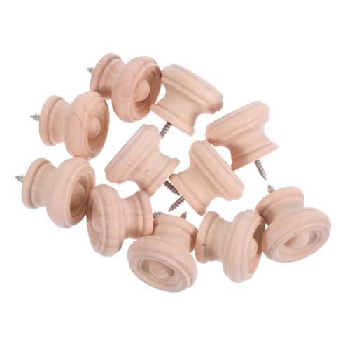 LIFKOME 10 Stück Runde Massivholz Schrankknöpfe Einzel-loch Möbelgriffe aus Holz Natürliche Holzoberfläche Vielseitig für Kommoden Kleiderschränke und Küchenschränke Geeignet von LIFKOME