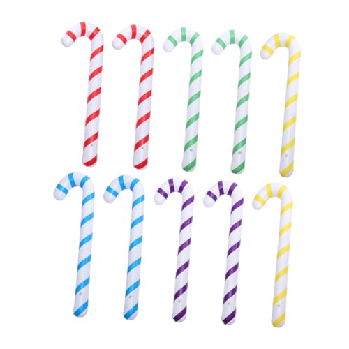 LIFKOME 10 Stück Teiliges Aufblasbare Zuckerstangen aus Sicherem Bunte Weihnachtsdeko für Garten und Party Langlebig Einfach Aufzublasen Festliche Atmosphäre für Familie und Freunde von LIFKOME