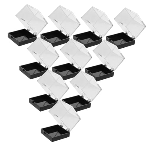 LIFKOME 10 Stück Teiliges Mini Mineral Display Case Transparente Quadratische Kunststoff aufbewahrungsboxen Tragbare Kristall Edelstein sammlung Kleine Vitrinen für Mineralien Sammler und von LIFKOME