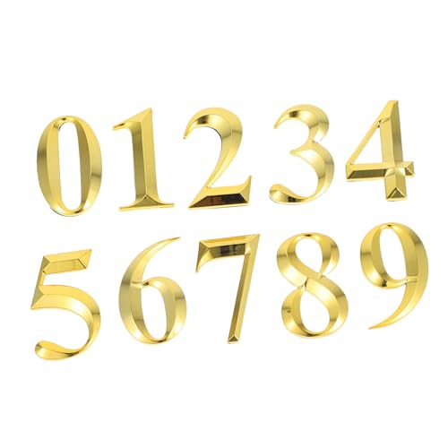 LIFKOME 10 Stück Teiliges Selbstklebendes Gold Metallisch Wetterfeste Hausnummern Aufkleber für Außen Langlebige Adressschilder für Briefkasten Wohnung Hotel von LIFKOME