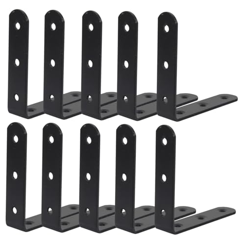 LIFKOME 10 Stück Teiliges Winkelhalter aus Dickem Schwarzem Kaltstahl Regalhalter für Holzregale Belastbar Glatten Kanten Vielseitig Einsetzbar für Möbelverstärkung und DIY projekte von LIFKOME