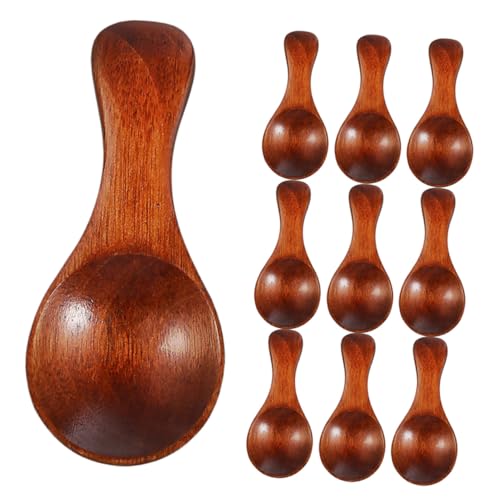 LIFKOME 10 Teiliges Holzlöffel Set Probierlöffel Salzlöffel Aus Holz Eislöffel Mini Holzlöffel Kaffeelöffel Mini Servierlöffel Kleiner Matcha Löffel Gewürzlöffel Schokolade von LIFKOME