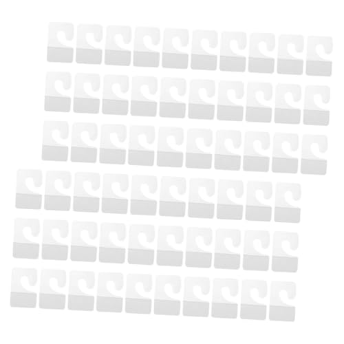 LIFKOME 100 Stück Selbstklebende Kunststoff Aufhängetabs für Verkaufsdisplay Starke Haftung Transparente PVC Haken Wiederverwendbar Rückstandsfrei Entfernbar Platzsparend für Kleidung von LIFKOME