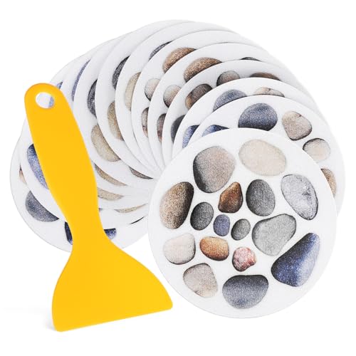 LIFKOME 12 Blatt Teiliges Rutsch Duschaufkleber Ø Bunte Steinoptik Selbstklebend rutschfest Badewannen Sticker mit Schaber für Sicheres Duschen und Badewannennutzung LIFKOME 12 Blatt Teiliges Rutsch Duschaufkleber Ø Bunte Steinoptik Selbstklebend rutschfest Badewannen Sticker mit Schaber für Sicheres Duschen und Badewannennutzung von LIFKOME
