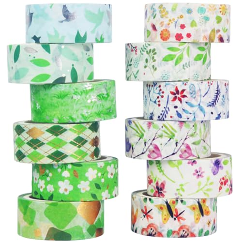 LIFKOME 12 Rollen Washi Tapes mit Frischem Blumenmuster Selbstklebend Leicht Abreißbar Vielseitig für DIY Scrapbooking Journaling und Geschenkverpackung für Kreative Bastelprojekte von LIFKOME