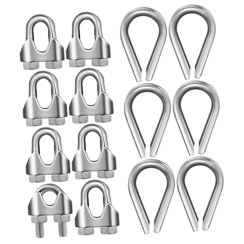 LIFKOME 14 Stück Edelstahl Drahtseilklemme Teiliges mit Klemmen und Dreiecksösen Rostfrei Vielseitig Einsetzbar Einfache Montage Geeignet für Kabel und Stahlseilbefestigung im Haus und LIFKOME 14 Stück Edelstahl Drahtseilklemme Teiliges mit Klemmen und Dreiecksösen Rostfrei Vielseitig Einsetzbar Einfache Montage Geeignet für Kabel und Stahlseilbefestigung im Haus und von LIFKOME