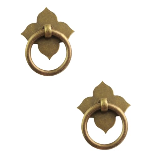 LIFKOME 2 Stück Antike Möbelgriffe aus Kupfer Vintage Türknöpfe mit Kleeblatt design für Schrank Schublade Kommode Bronze Farbe Langlebig und Dekorativ von LIFKOME