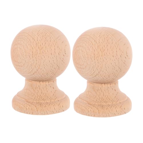 LIFKOME 2 Stück Dekorative Holz finials aus Massivem Naturholz mit Natürlicher Maserung Robuste Treppenpfostenkappen und Möbel zierstücke für DIY Heimdekoration und Betthimmelstützen von LIFKOME