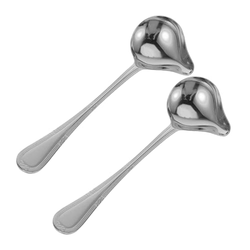 LIFKOME 2 Stück Edelstahl Soßenlöffel mit Ausguss Entfettungslöffel Duckbill Design Hitzebeständig Vielseitig für Suppensoßen Bratensoßen Dressings und Hot Pot Küche von LIFKOME