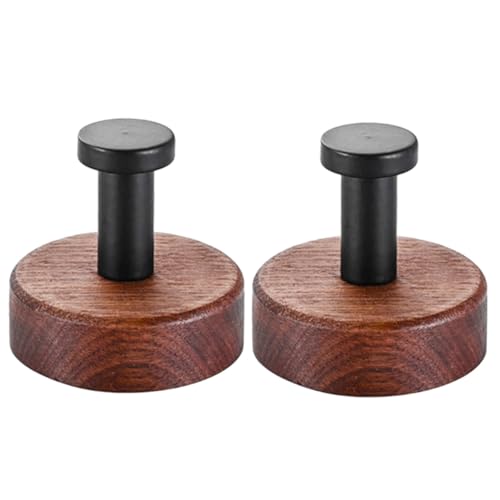 LIFKOME 2 Stück Hochwertige Holz Wandhaken mit Selbstklebendem Rücken Robuste Walnuss Materialien Kratzfreie Oberfläche Multifunktional für Mäntel Handtücher und Kleidung Einfache Montage von LIFKOME