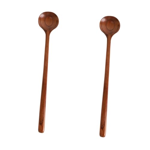 LIFKOME 2 Stück Japanischer Holzlöffel mit Langem Griff Natürlicher Rührlöffel aus Langlebigem Holz zum Kochen und Servieren von Suppe Brei und Babynahrung Komfortabel und Leicht zu von LIFKOME