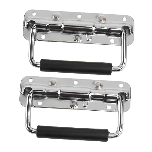LIFKOME 2 Stück Klappgriff Flight Case Zubehör Verchromt Federbelasteter Mulden Griff Robust Teilig Passend für Werkzeugkoffer Transportboxen Langlebig und Rostfrei von LIFKOME