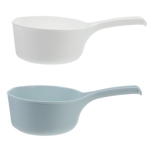 LIFKOME 2 Stück Kunststoff Wasserschöpfer mit Ergonomischem Griff Große Tiefe Wasserkelle für Küche Badezimmer Garten Vielseitig Verwendbar Langlebig und Leicht zu Reinigen Weiß und Grün von LIFKOME