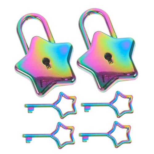 LIFKOME 2 Stück Mini Vorhängeschloss Sternförmig Buntes Aluminiumschloss mit Schlüssel für Tagebuch Schmuckkasten Koffer Rucksack Sicherheits Schloss und Tragbar LIFKOME 2 Stück Mini Vorhängeschloss Sternförmig Buntes Aluminiumschloss mit Schlüssel für Tagebuch Schmuckkasten Koffer Rucksack Sicherheits Schloss und Tragbar von LIFKOME