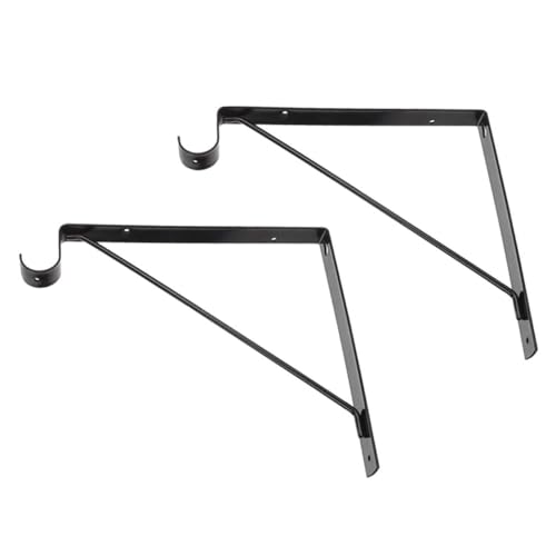 LIFKOME 2 Stück Schwere Wandhalterung Metall Regalhalterung mit Haken Robuste Schwarze Wandkonsole für Schwebende Ablagen Stabile Industrie Eisen Konstruktion Einfach zu Montieren von LIFKOME