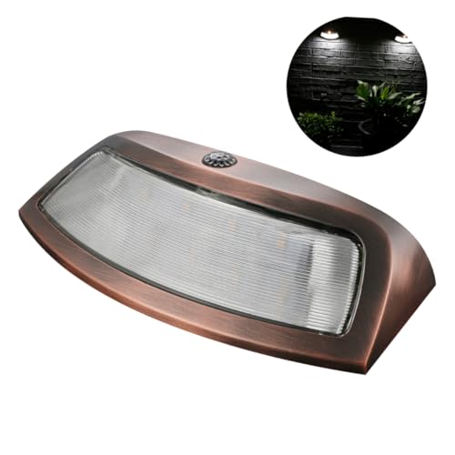 LIFKOME 2 Stück Solar Wandleuchten LED Außenleuchten mit Lichtsteuerung Lächelndes Gesicht Rotbraun für Garten und Außenbereiche von LIFKOME