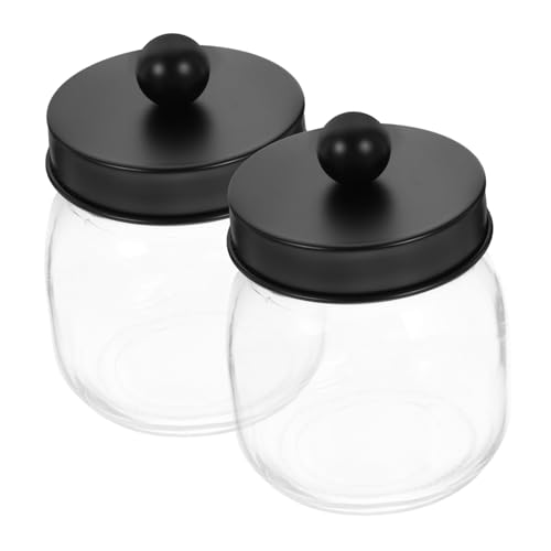 LIFKOME 2 Stück Teiliges Aufbewahrungsglas mit Deckel Vintage Badezimmerbehälter für Wattepads Wattestäbchen und Kosmetik Staubdichtes Vorratsglas für Bad und Schminktisch Design von LIFKOME