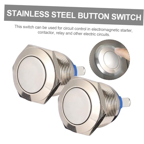 LIFKOME 2 Stück Teiliges Flaches Edelstahl Drucktastenschalter Kurzzeitiger Metall Taster für Haushaltsgeräte Türklingel und Elektrokontrollsysteme von LIFKOME