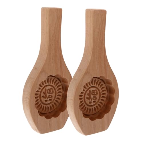 LIFKOME 2 Stück Teiliges Moon cake moulds aus Holz Wiederverwendbare Korrosionsbeständige Backform mit Blumenmuster Einfach zu Reinigen für Mondkuchen und Kekse Praktisches Backzubehör von LIFKOME