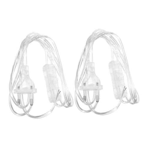 LIFKOME 2 Stück Transparentes Stromkabel mit Schalter Zuleitung für Tischlampe Schlankes Design Stabil und Langlebig Geeignet für Eu steckdosen Acv von LIFKOME